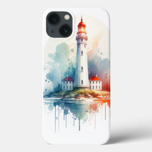 : lighthouse phone case, coastal art phone cover, iPhone 13 case