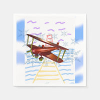Lighthouse Pier Biplane Blue Waves