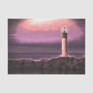 Lighthouse Purple Sky Sunset At Lake Tissue Paper
