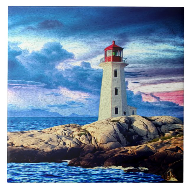 Lighthouse R - Large Ceramic Tile (Front)