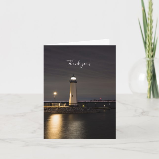 Lighthouse Rockwall Harbour Thank You Card (Front)