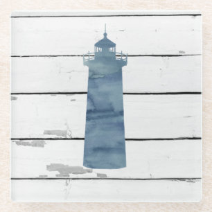 Lighthouse Rustic Beach Decor Glass Coaster