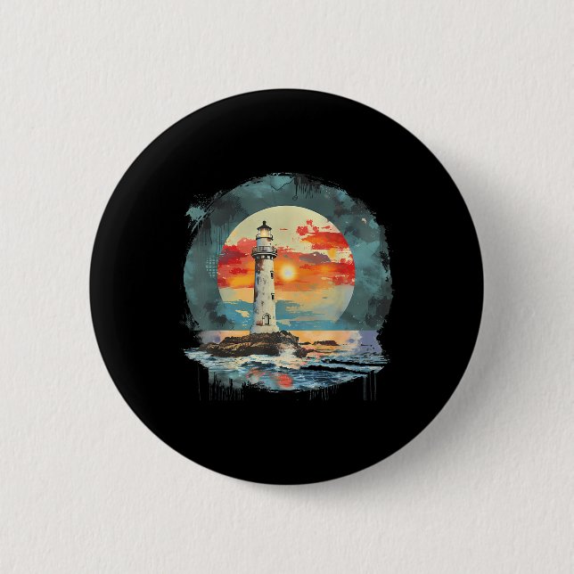 Lighthouse Sailing Sea Beach Boating Seaside House 6 Cm Round Badge (Front)