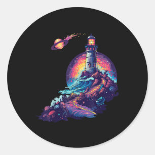 Lighthouse Sailing Sea Beach Boating Seaside House Classic Round Sticker