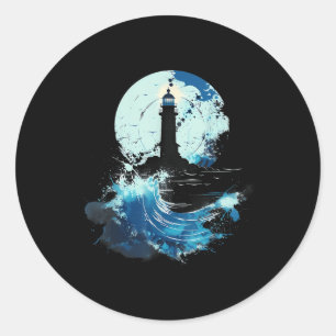 Lighthouse Sailing Sea Beach Boating Seaside House Classic Round Sticker