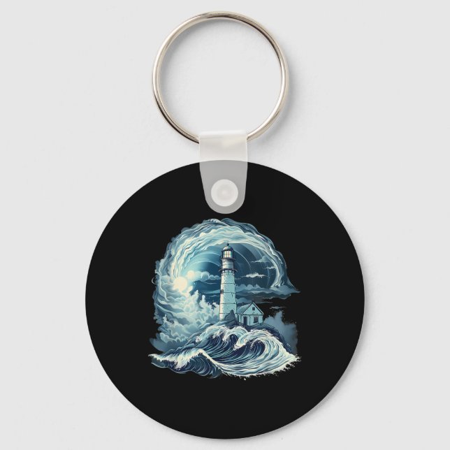 Lighthouse Sailing Sea Beach Boating Seaside House Key Ring (Front)