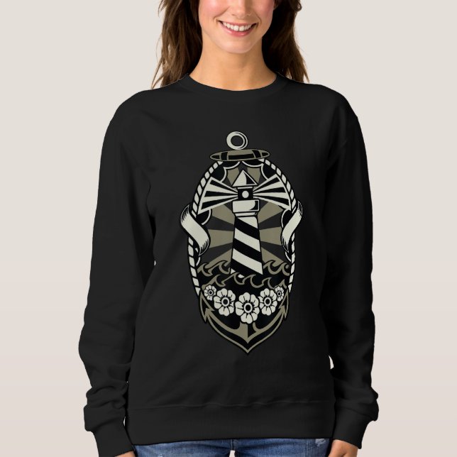Lighthouse Sailor Sea Anchor Ocean Side Lighthouse Sweatshirt (Front)