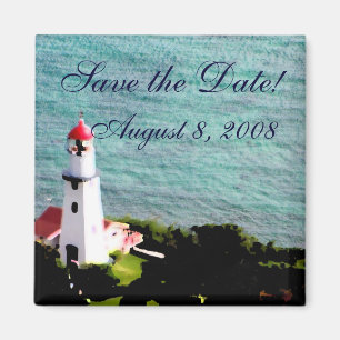 Lighthouse save the date magnet
