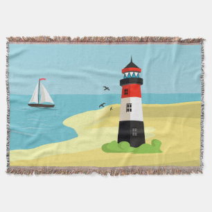 Lighthouse Scene Design Throw Blanket