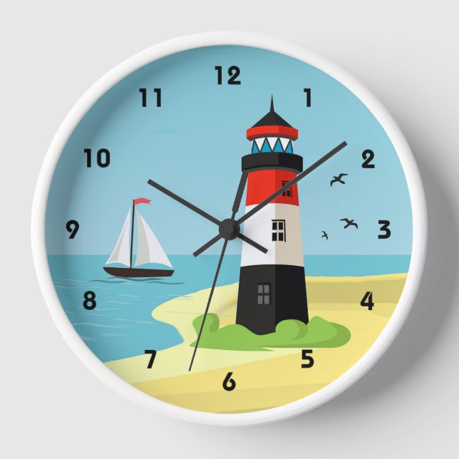 Lighthouse Scene Wall Clock (Front)
