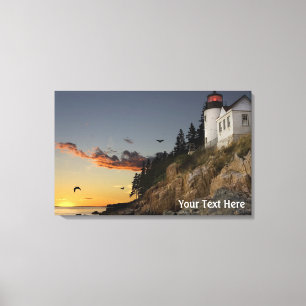 Lighthouse Scene with Pink Cloud Canvas Print