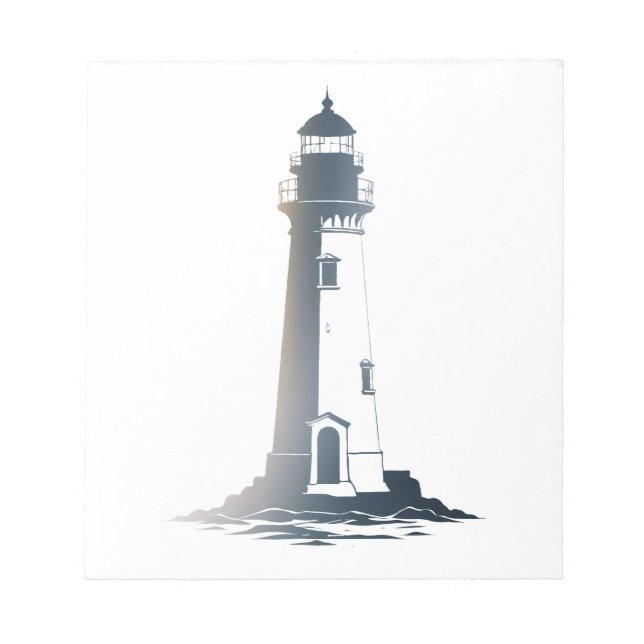 Lighthouse Sea Illustration Silhouette Style Notepad (Front)
