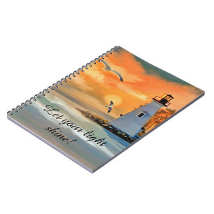 Lighthouse Seagull Sunset Personalised Notebook