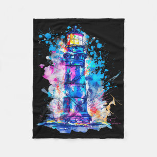 Lighthouse Seaside House Sailing Sea Beach Boating Fleece Blanket