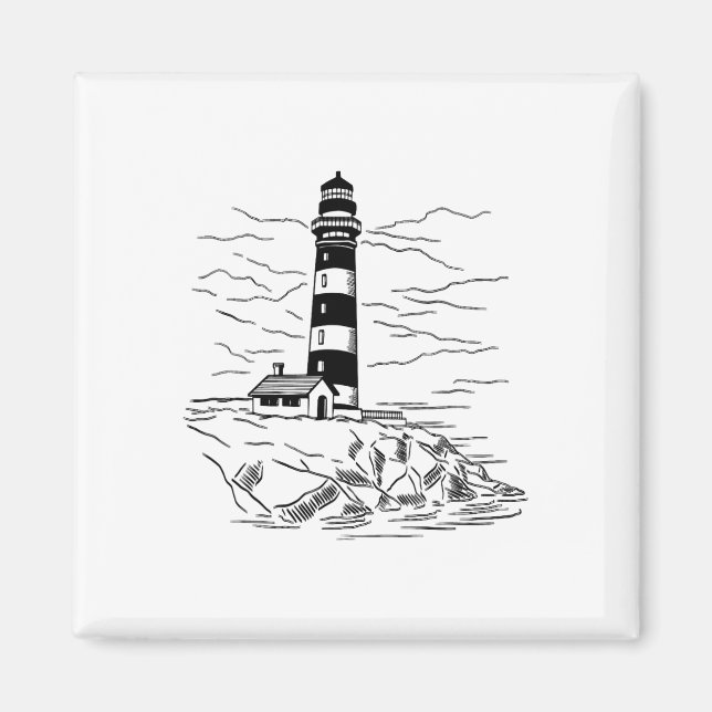 Lighthouse Seaside House Sailing Sea Beach Boating Magnet (Front)