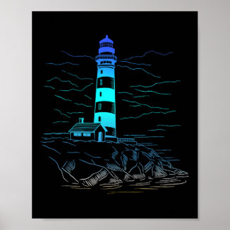 Lighthouse Seaside House Sailing Sea Beach Life Bo Poster