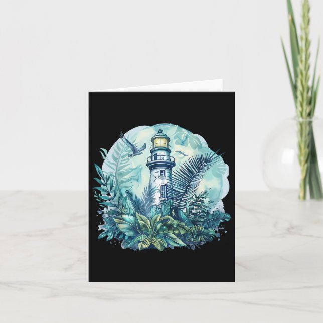 Lighthouse Seaside House Sailing Sea Boating Light Card (Front)