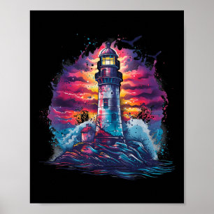 Lighthouse Seaside House Sailing Sea Boating Light Poster