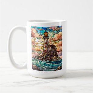 Lighthouse Stained Glass 15 oz Basic Mug