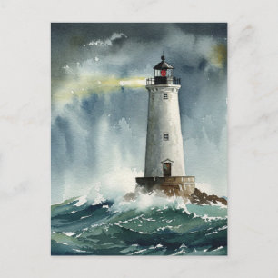 Lighthouse Storm Ocean Postcard