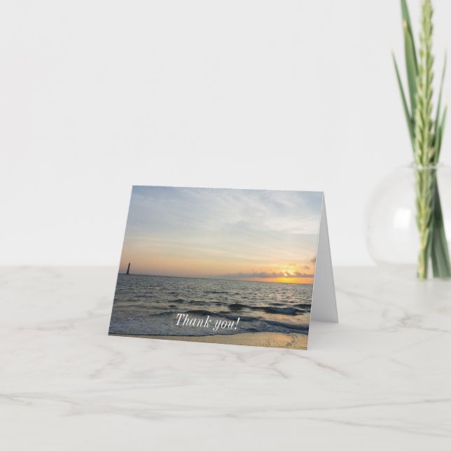 Lighthouse Sunrise Thank You Card (Front)