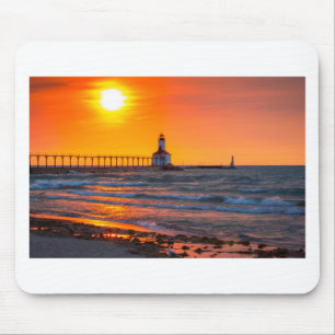 Lighthouse Sunset Mouse Pad
