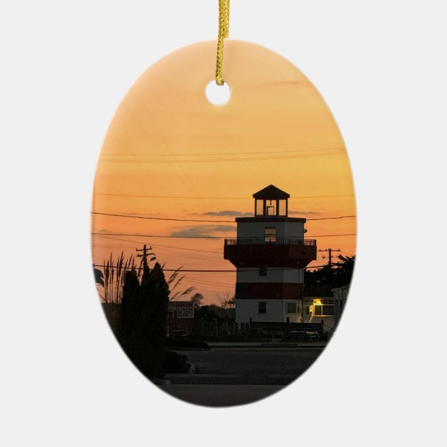 Lighthouse Sunset Ornament (Front)