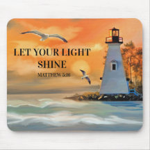 Lighthouse Sunset Painting Christian Religious
