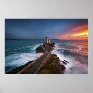 Lighthouse Sunset Plouzané   Finistère, Brittany Poster