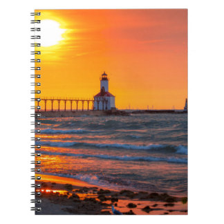 Lighthouse Sunset Spiral Notebook