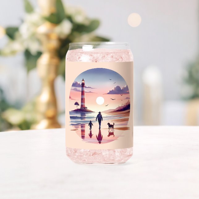 Lighthouse Sunset Walk Coastal Scene Can Glass (Insitu (Wedding))