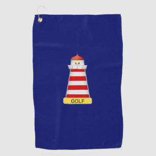 Lighthouse & Text on Navy Blue Golf Towel