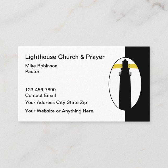 Lighthouse Theme Christian Church Business Cards (Front)