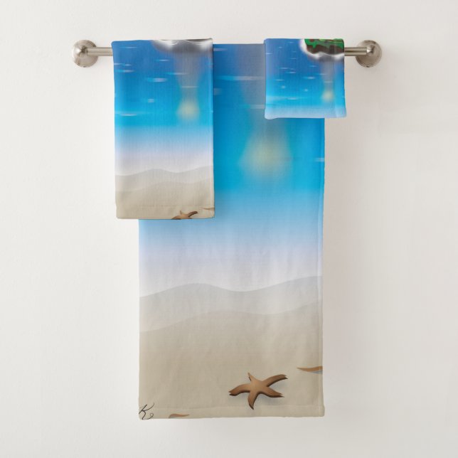 Lighthouse themed bathroom towel set (Insitu)