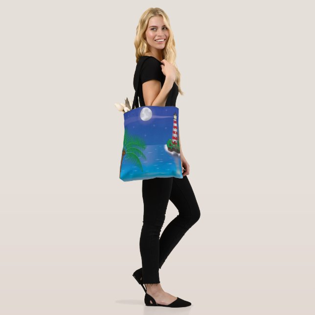 Lighthouse Themed Shoulder Tote Bag (On Model)