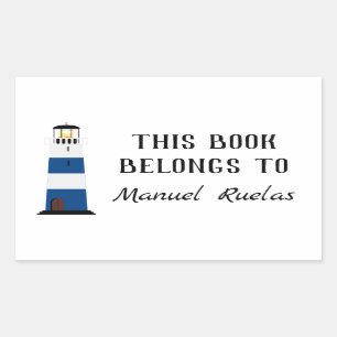 Lighthouse This Book Belongs To Rectangular Sticker