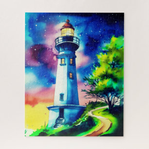 Lighthouse Under a Starry Sky Jigsaw Puzzle