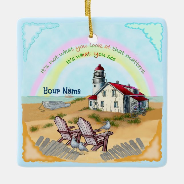 Lighthouse Viewpoint  Ceramic Ornament (Front)