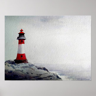 Lighthouse Watercolor Painting Poster