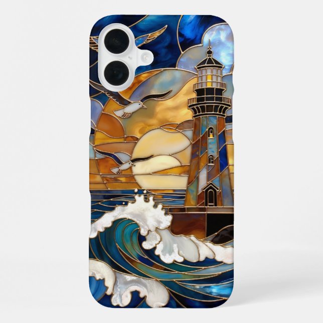 Lighthouse Waves iPhone Case Ocean Sunset Design (Back)