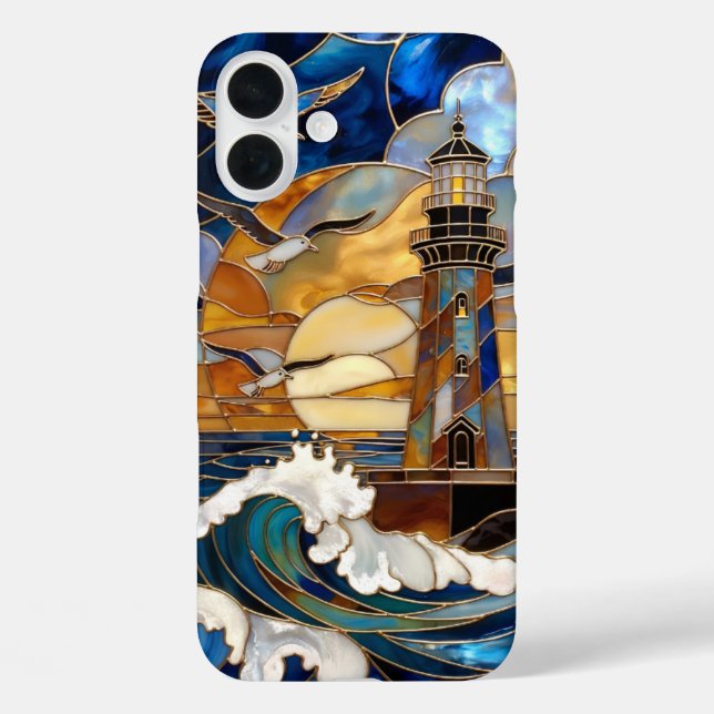 Lighthouse Waves iPhone Case Ocean Sunset Design (Back)
