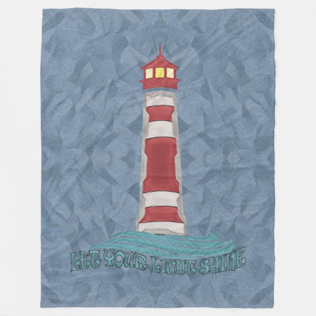 Lighthouse Waves Let Your Light Sine BlueT-Shirt Fleece Blanket (Front)