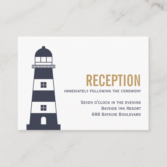 Lighthouse Wedding Reception Enclosure Card (Front)