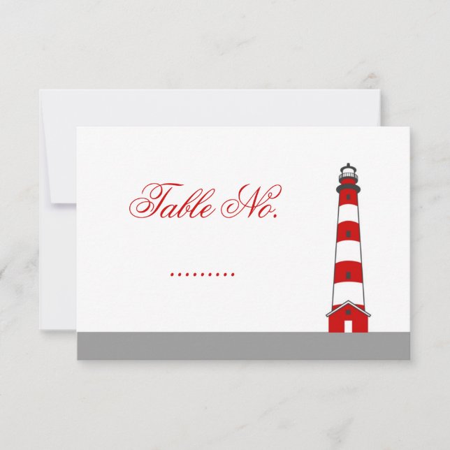 Lighthouse Wedding Table Number Card (Front)