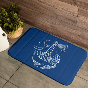 Lighthouse Whale Bath Mat