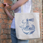 Lighthouse Whale Tote Bag<br><div class="desc">Lighthouse whale line art hand drawn illustration.</div>