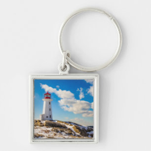 Lighthouse Winter In Peggy'S Cove, Nova Scotia Key Ring