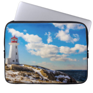 Lighthouse   Winter In Peggy'S Cove, Nova Scotia Laptop Sleeve