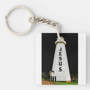 Lighthouse With Name of Jesus Fine Art Photography Key Ring