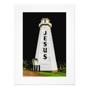 Lighthouse With Name of Jesus Fine Art Photography Photo Print